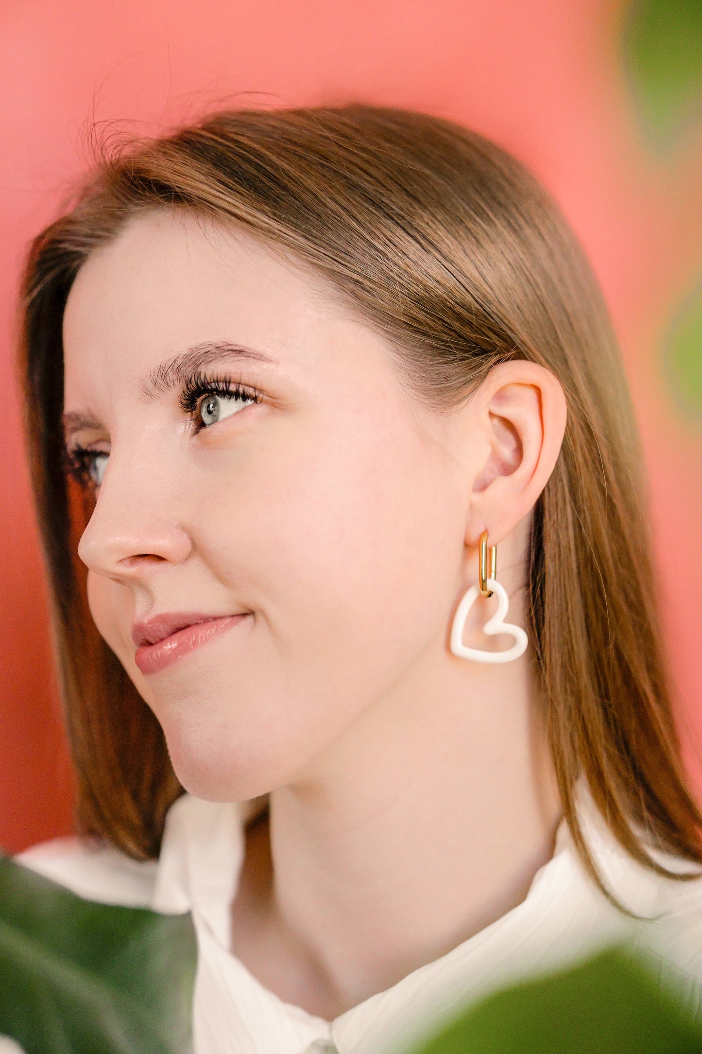 Heart Earrings in White