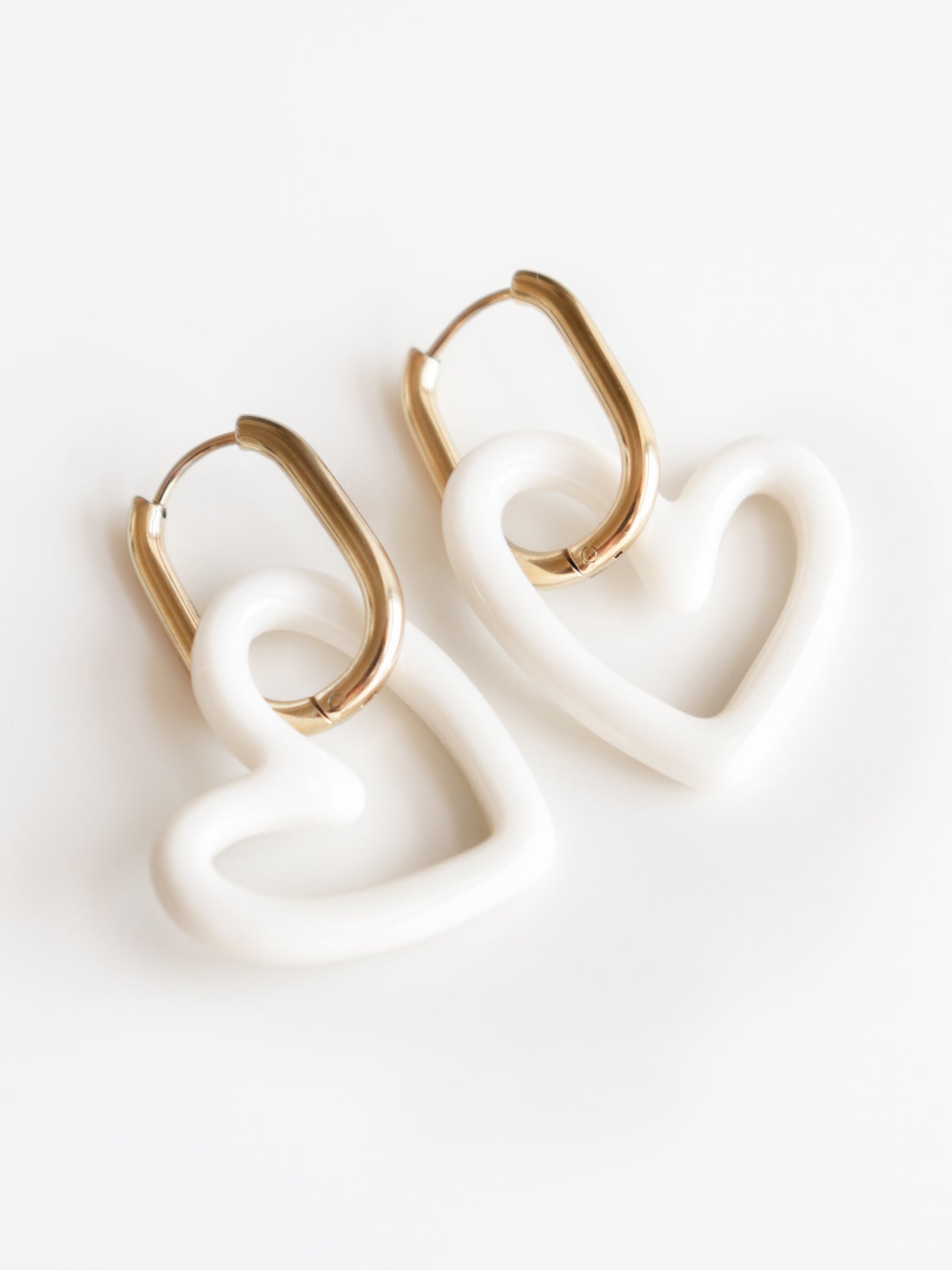 Heart Earrings in White