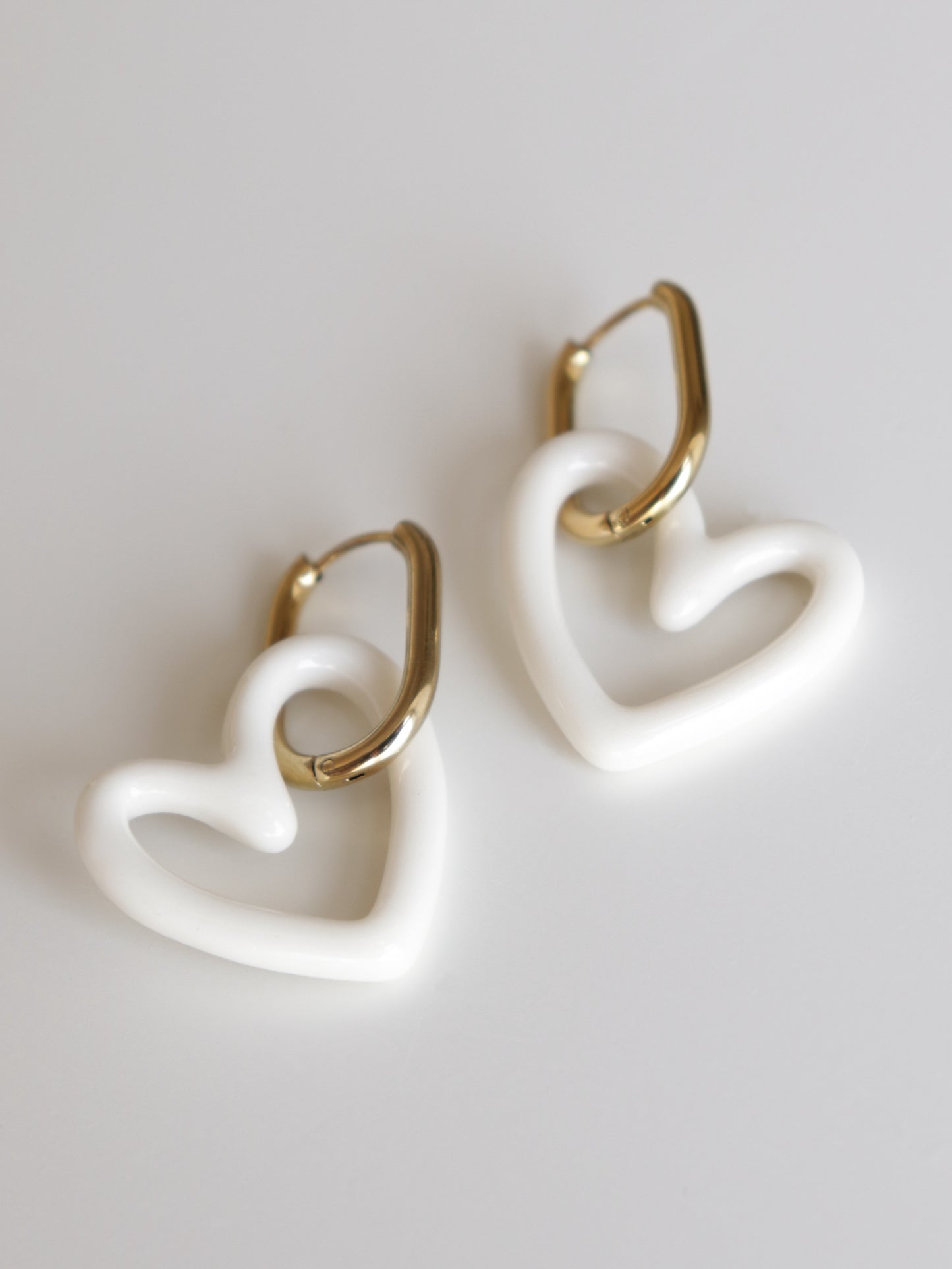 Heart Earrings in White