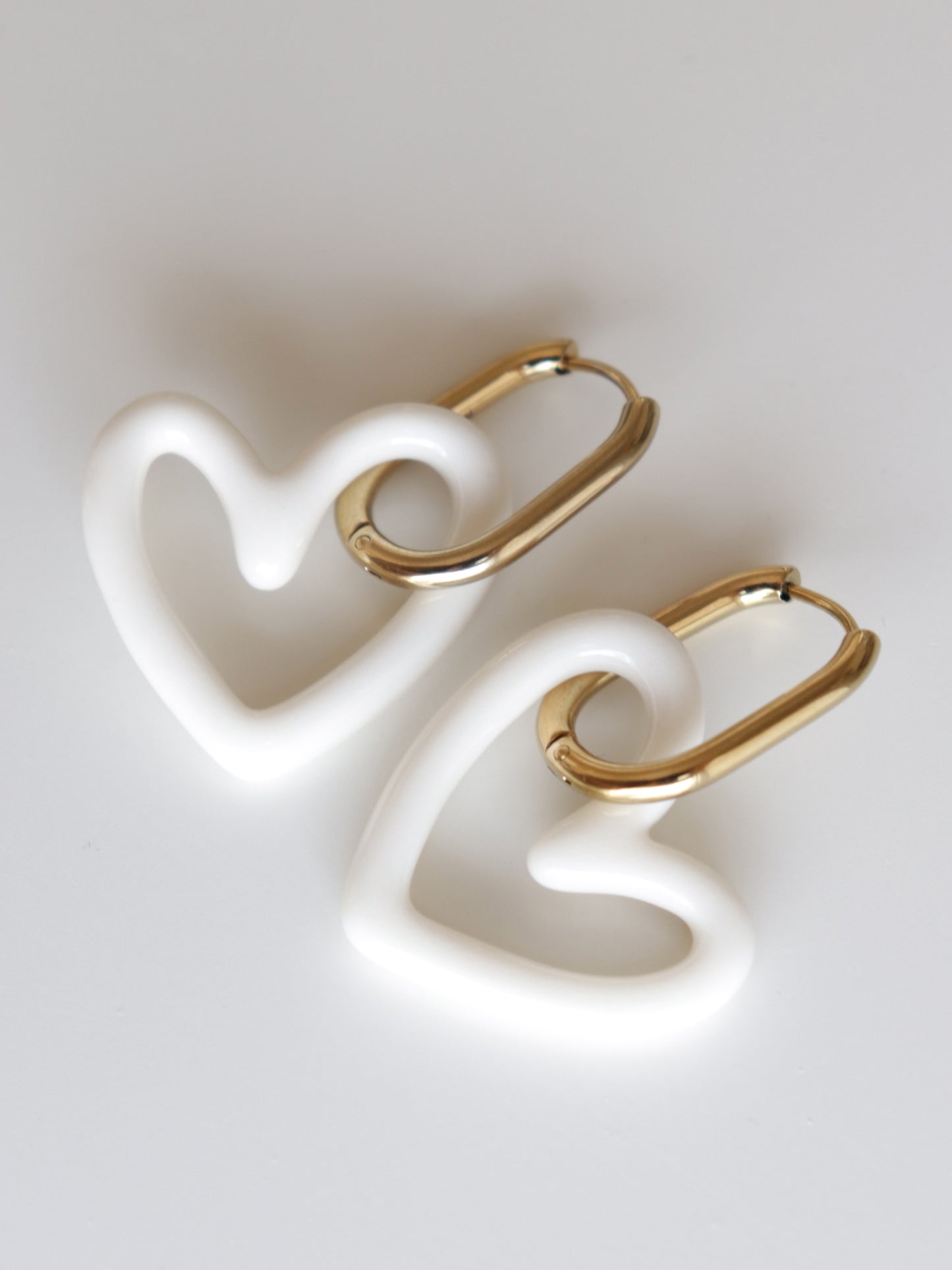 Heart Earrings in White
