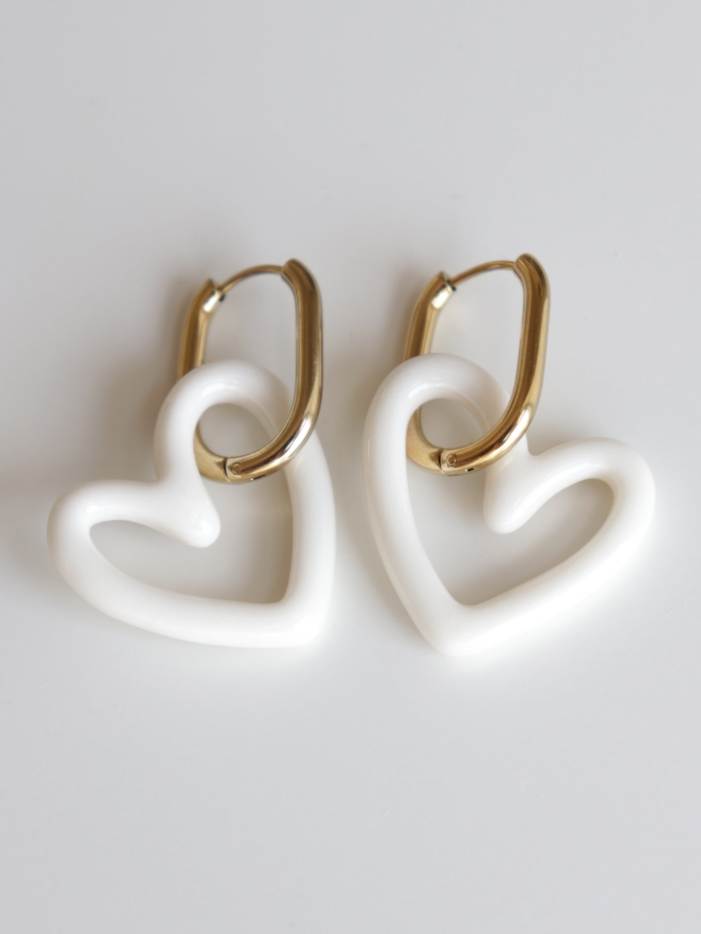 Heart Earrings in White