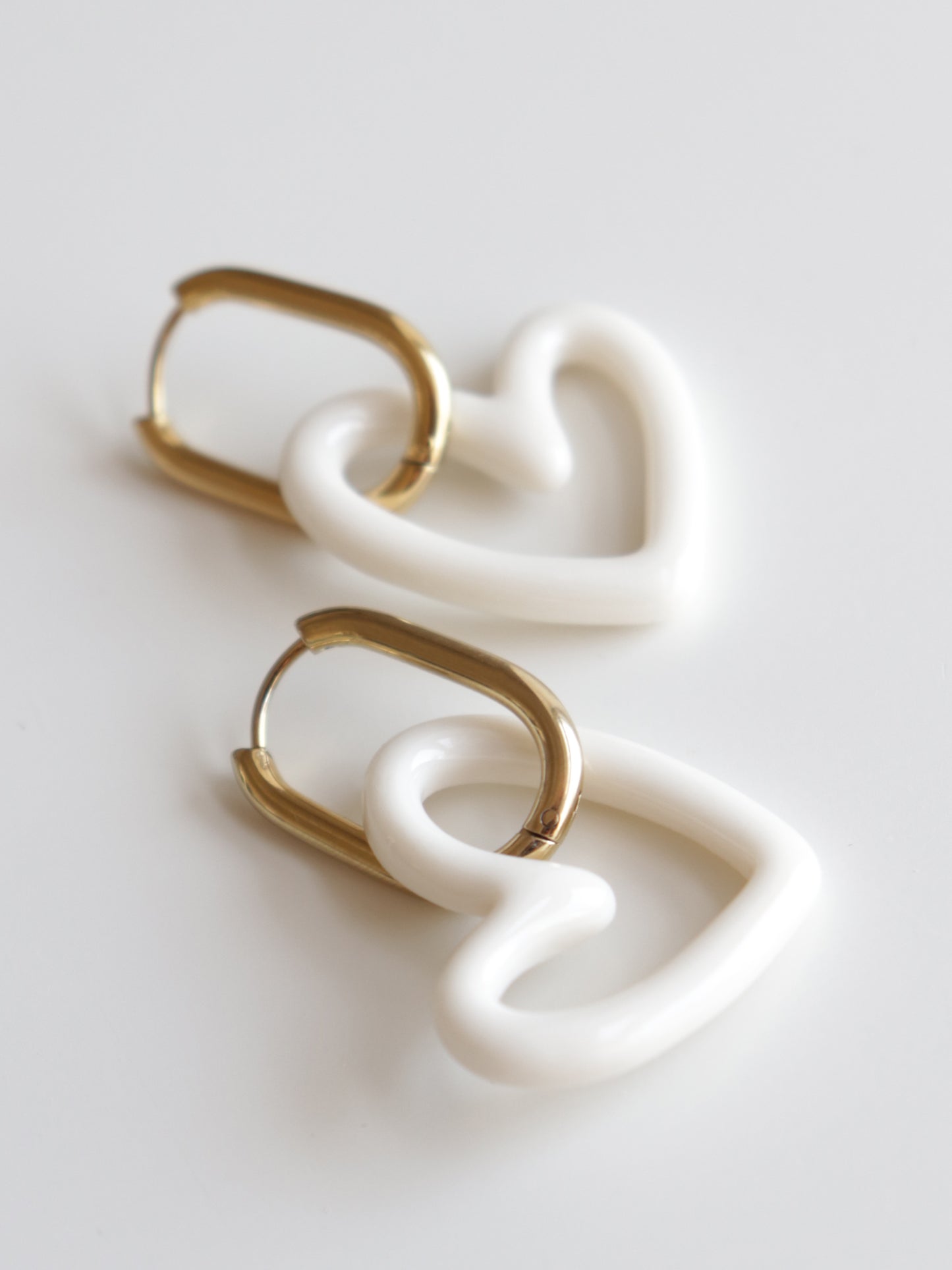 Heart Earrings in White