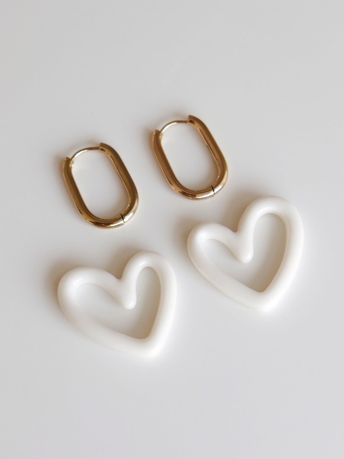 Heart Earrings in White