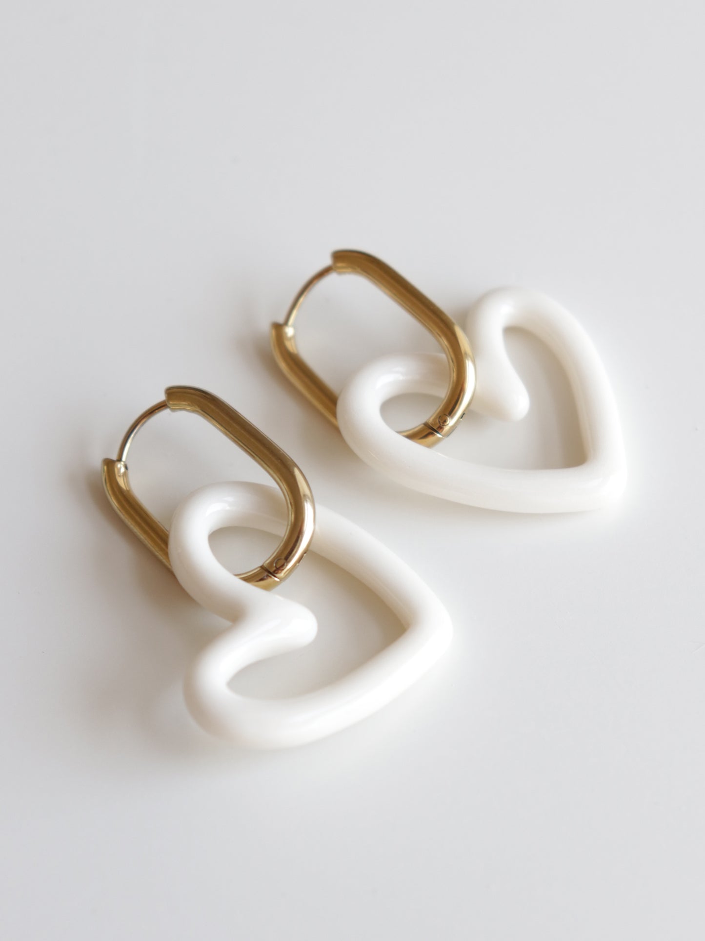 Heart Earrings in White