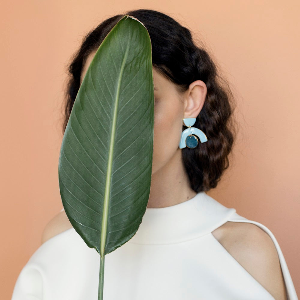 Arquus Earrings in Blue/Cyan