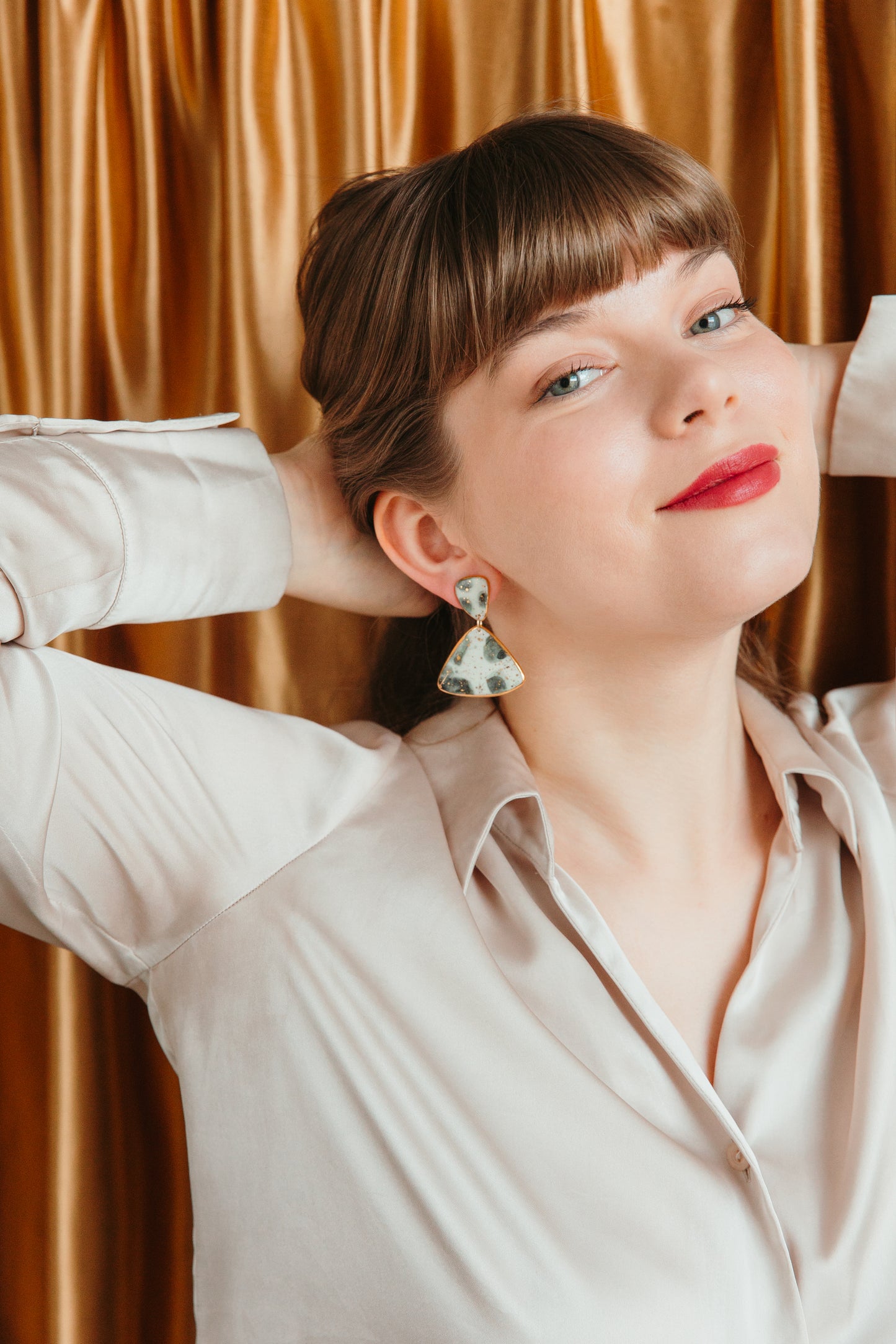 Tache Earrings in White/Black