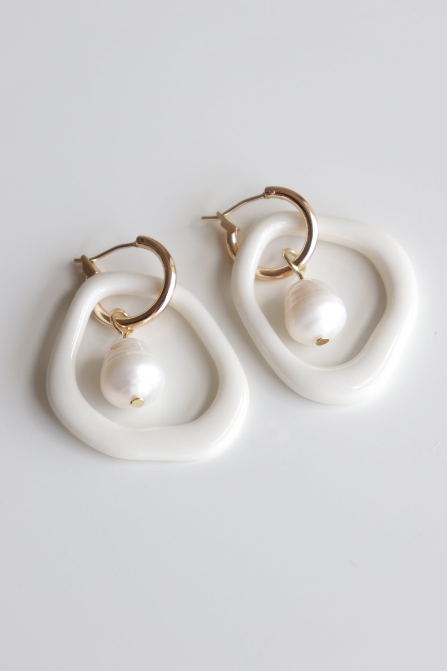 Arp Pearl Hoops in White