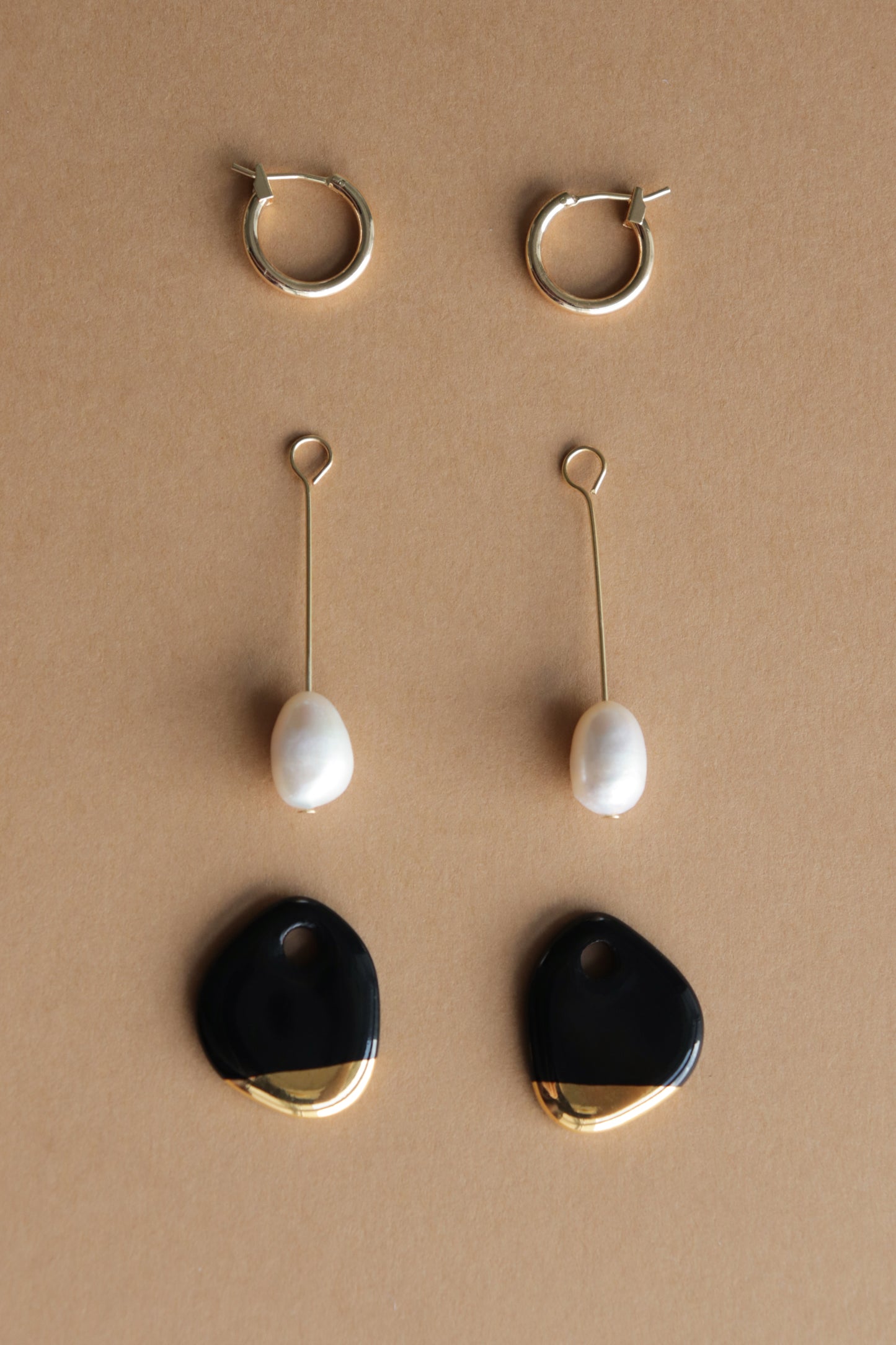 Arp Pearl Hoops in Black