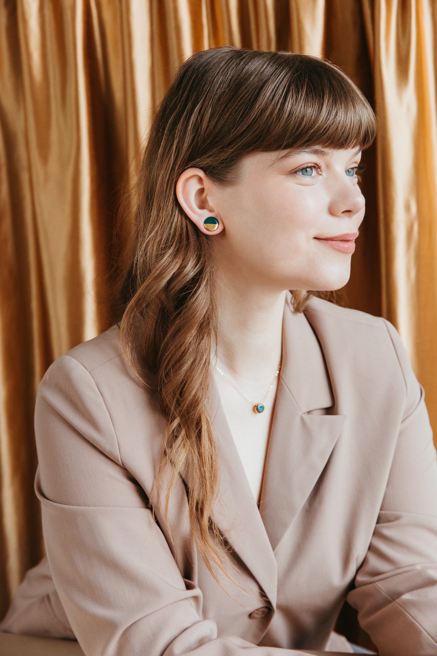 Round Studs in Green / S
