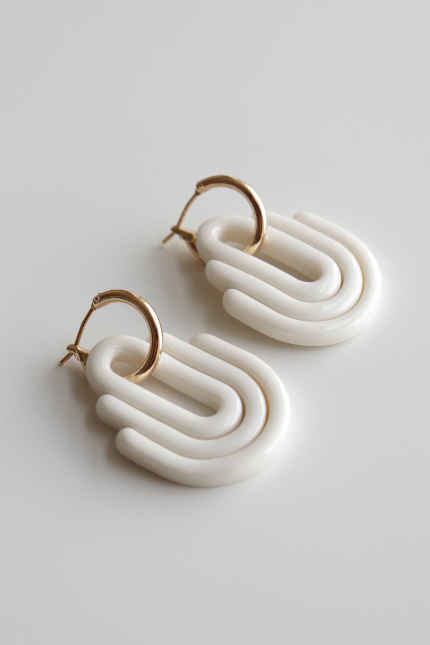 Art Deco Earrings in White