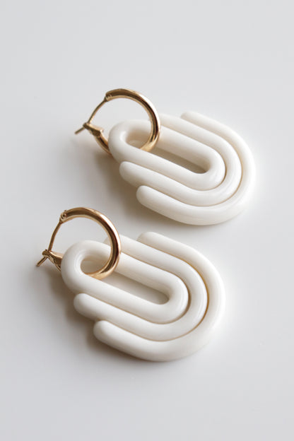Art Deco Earrings in White