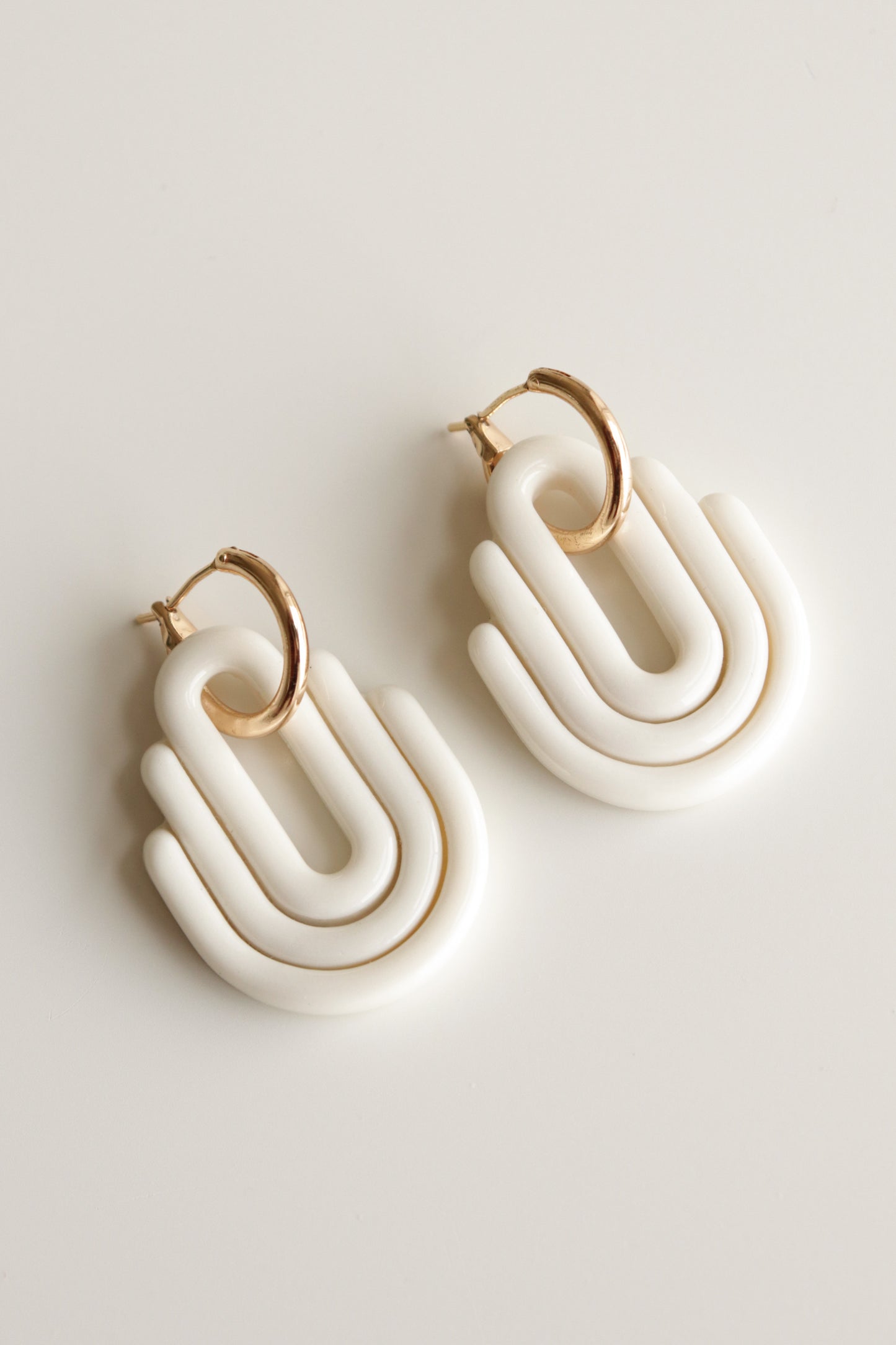 Art Deco Earrings in White