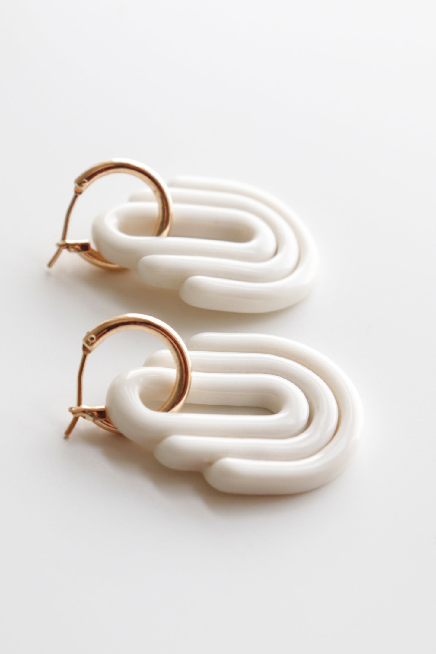 Art Deco Earrings in White