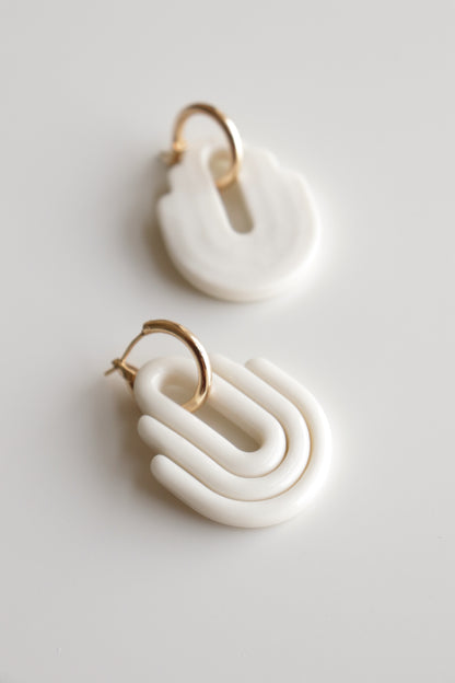 Art Deco Earrings in White