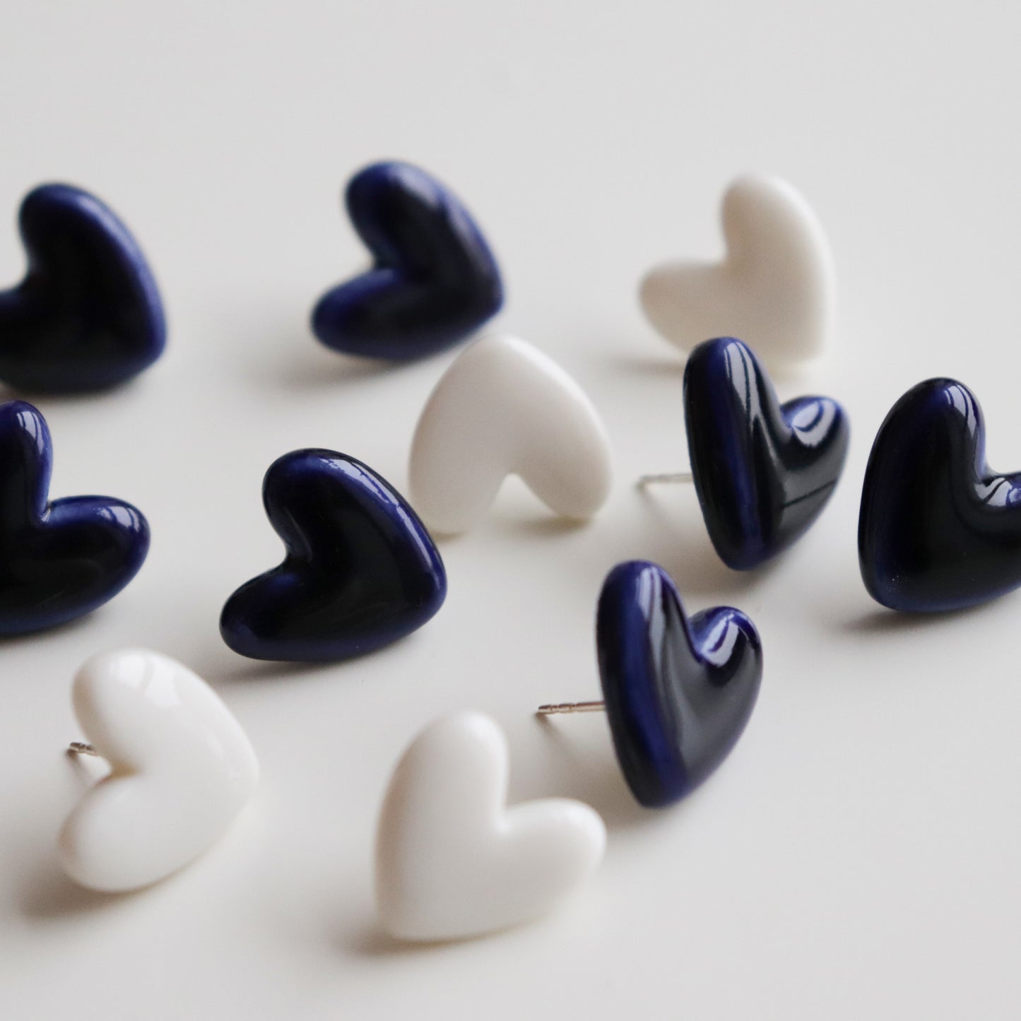 Heart Studs in Blue