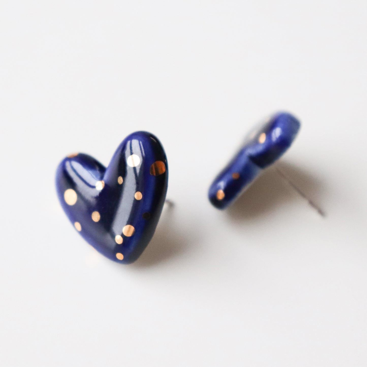 Heart Studs in Blue