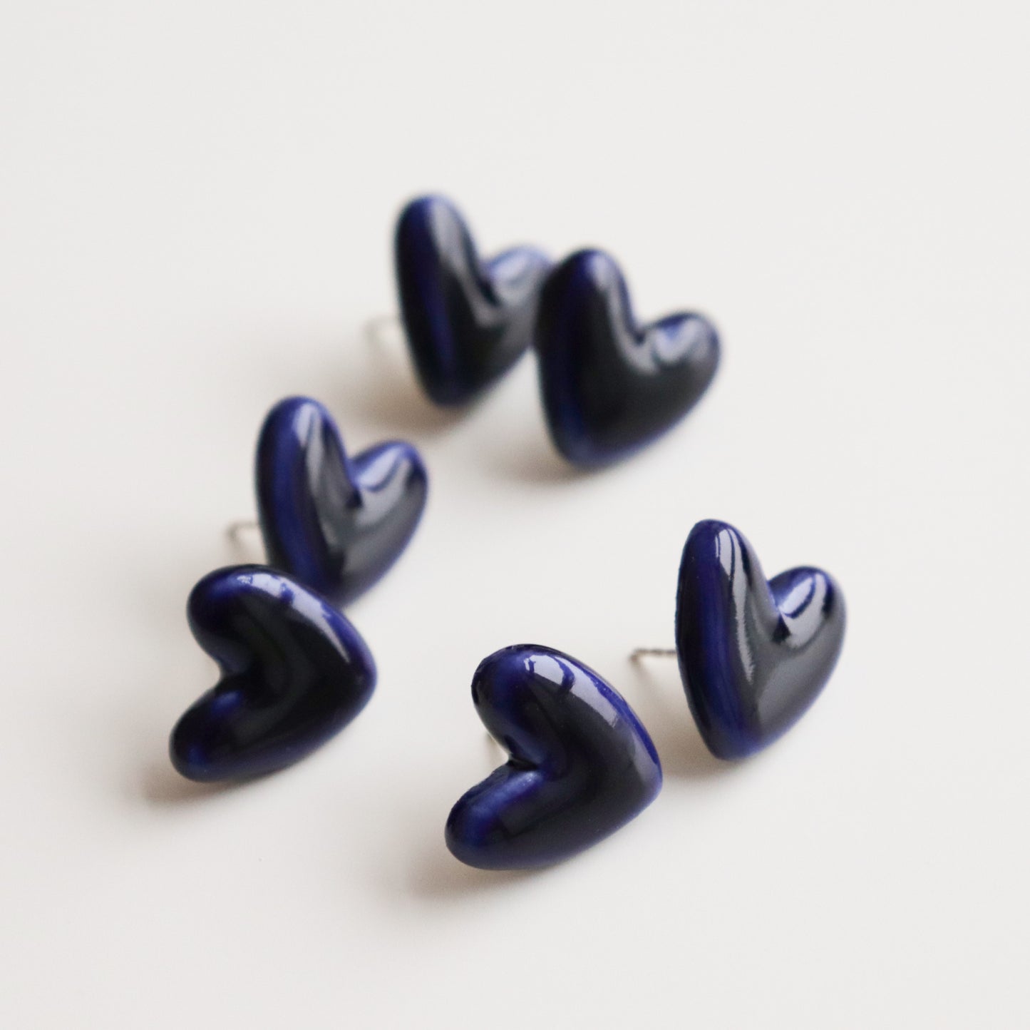 Heart Studs in Blue