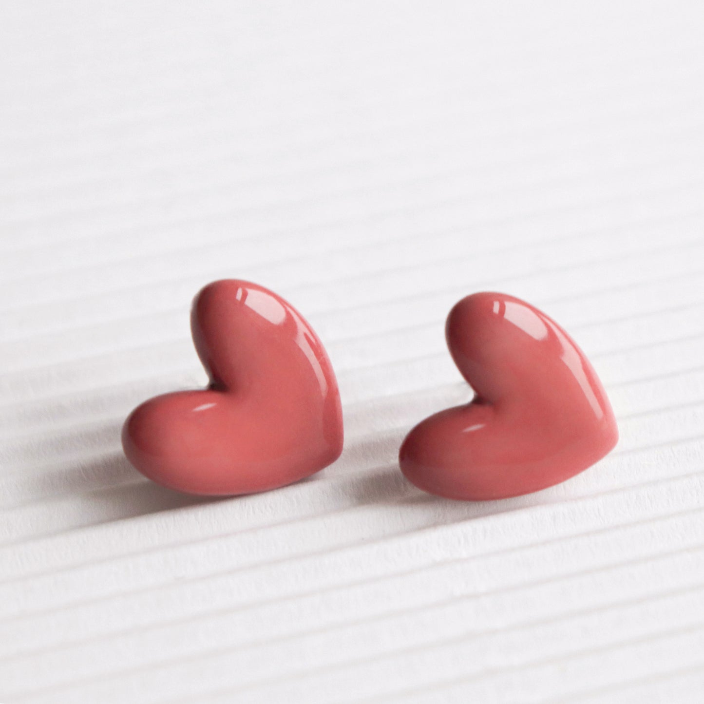 Heart Studs in Pink