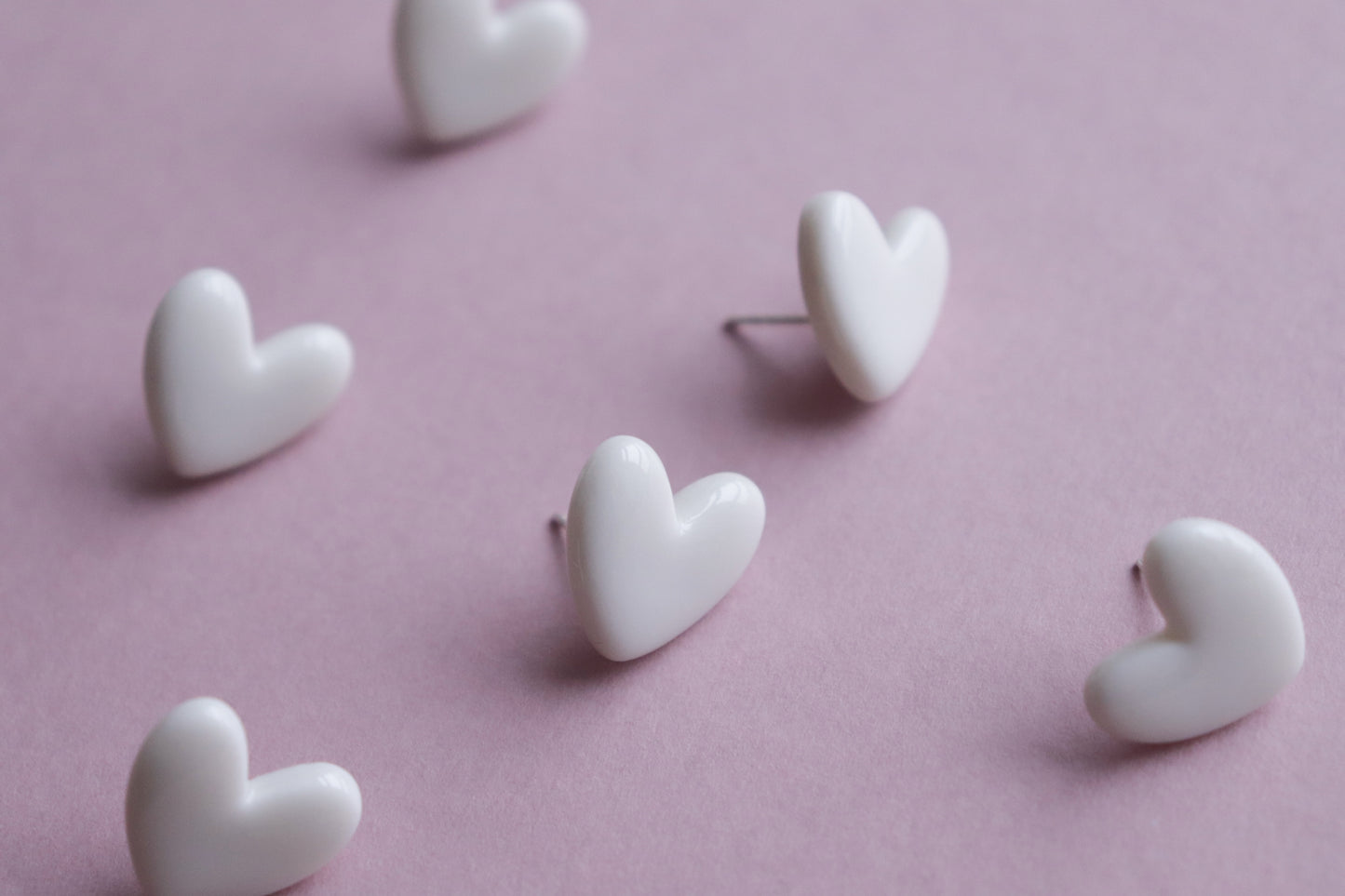 Heart Studs in White