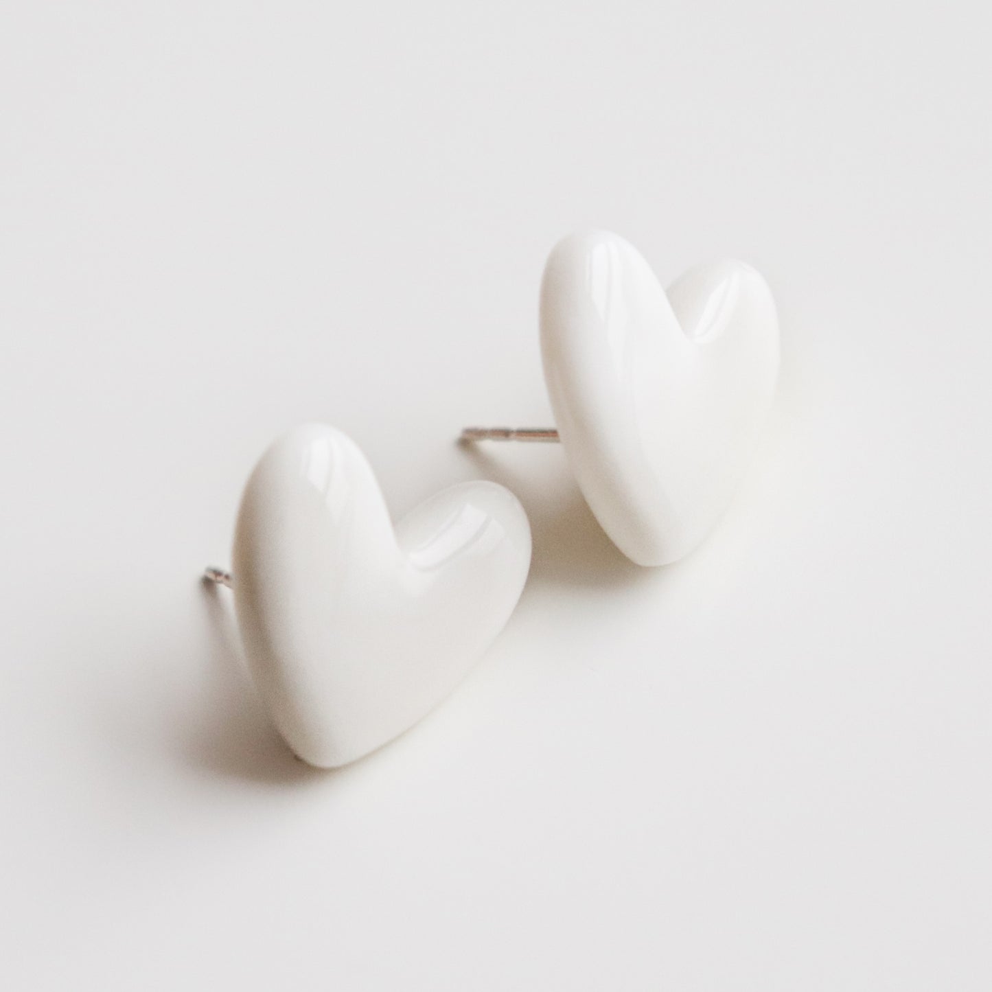 Heart Studs in White