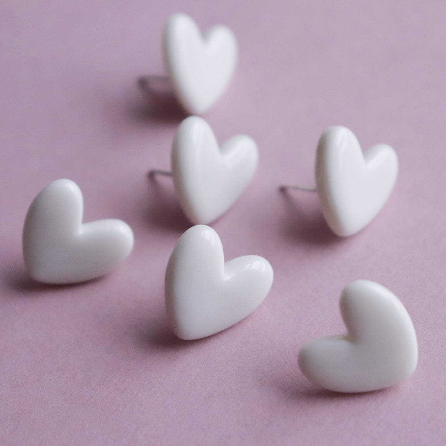 Heart Studs in White