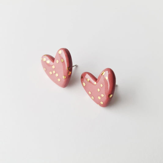 Heart Studs in Pink