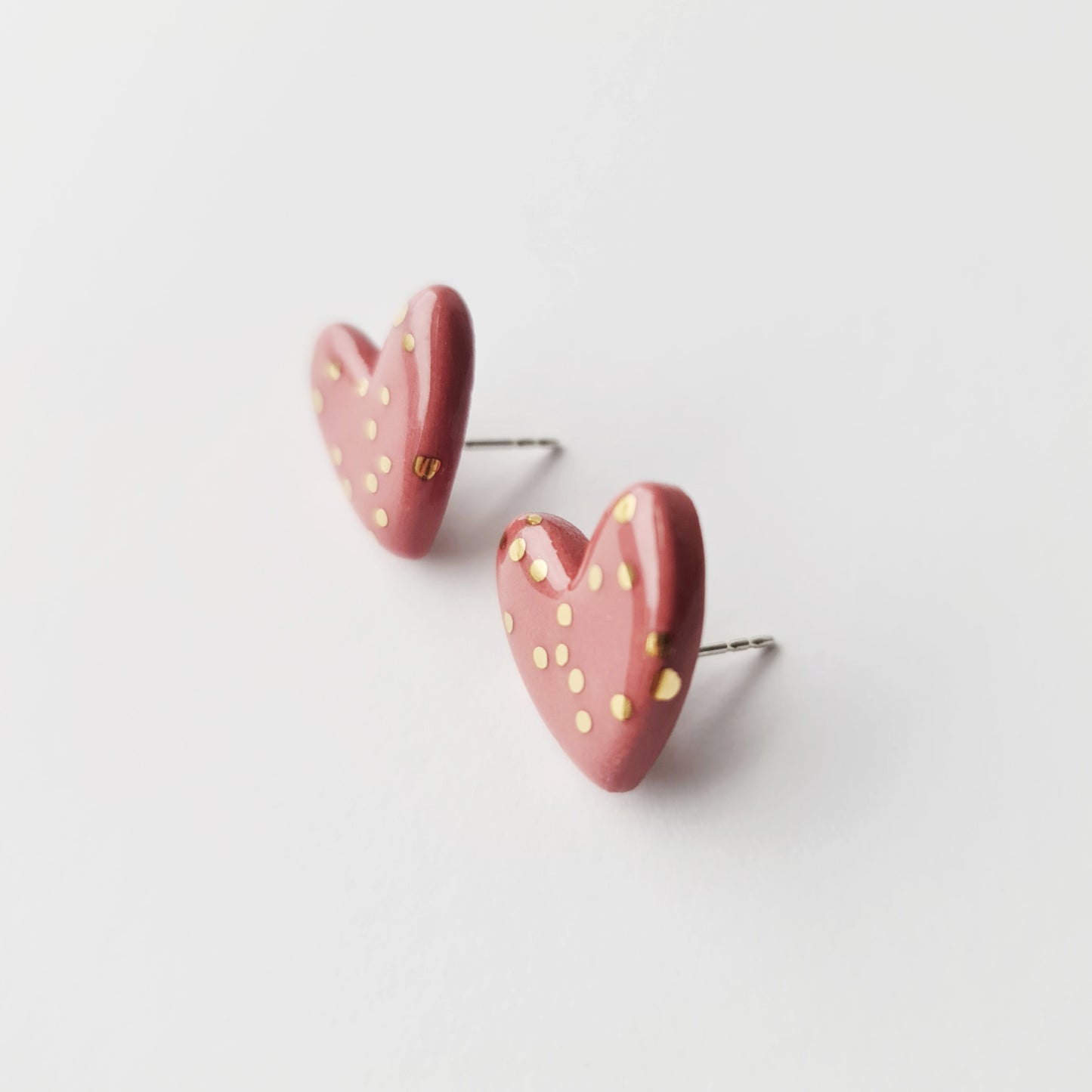 Heart Studs in Pink