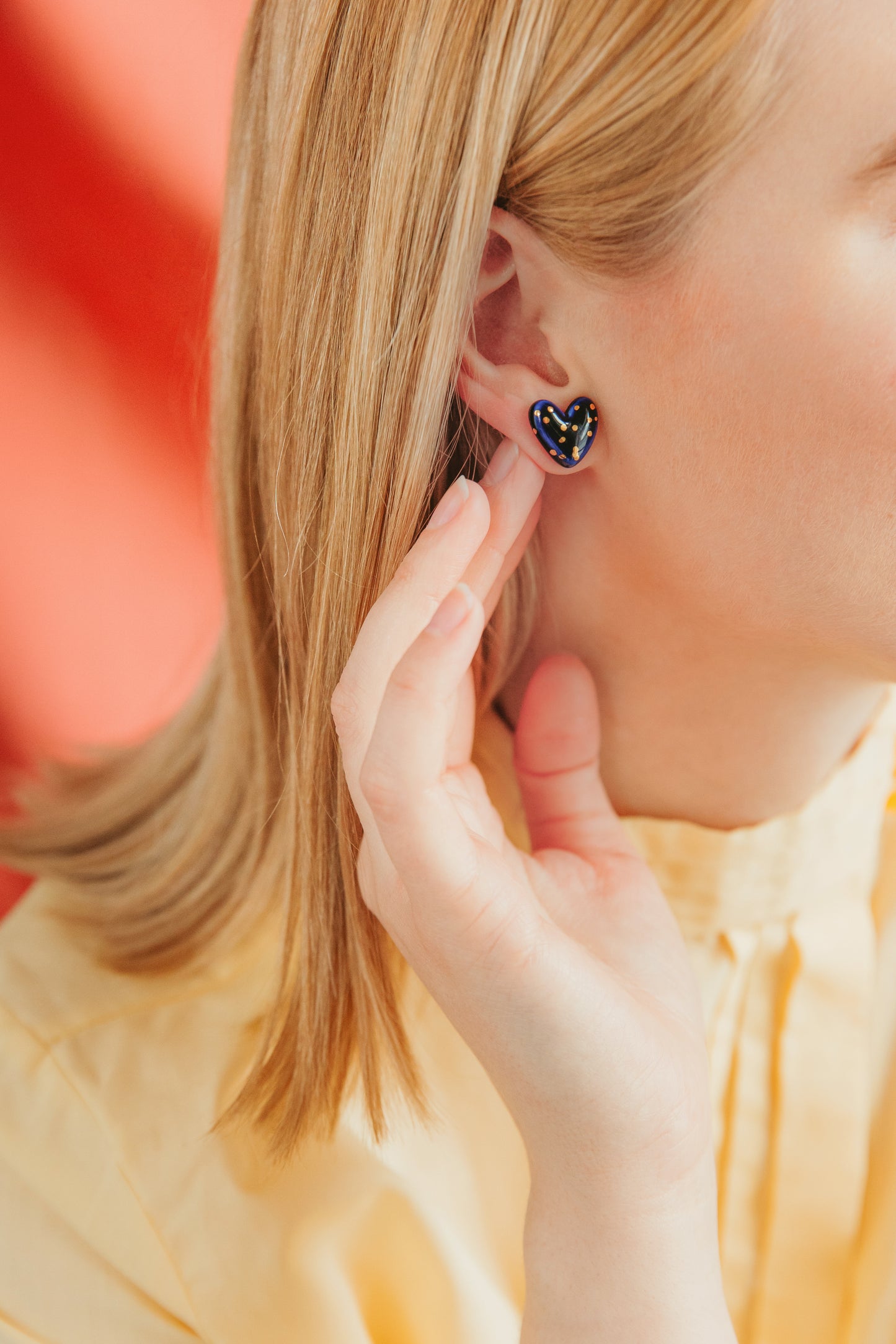 Heart Studs in Blue