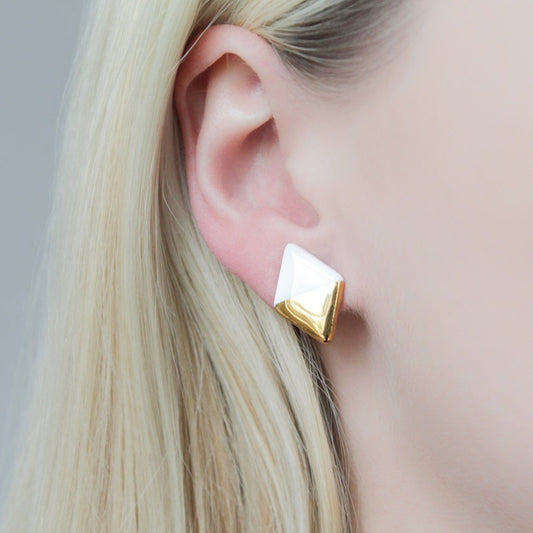 Edgy Studs in White