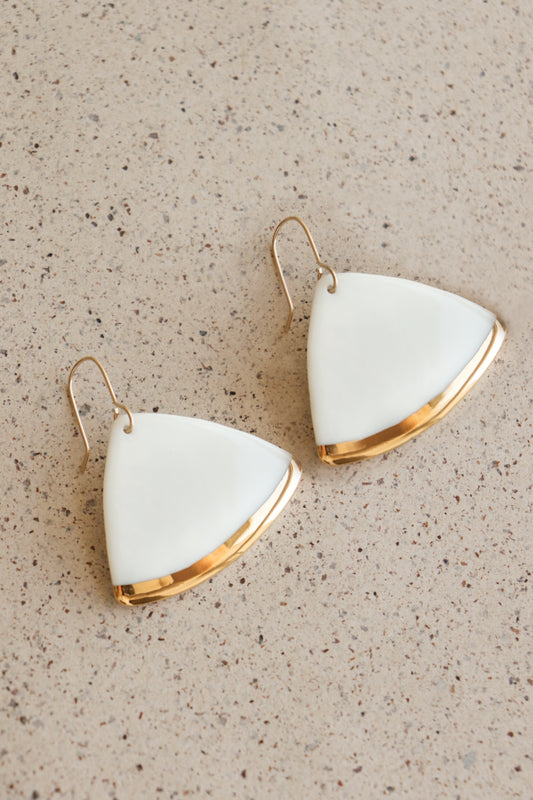 Leaf Earrings in White