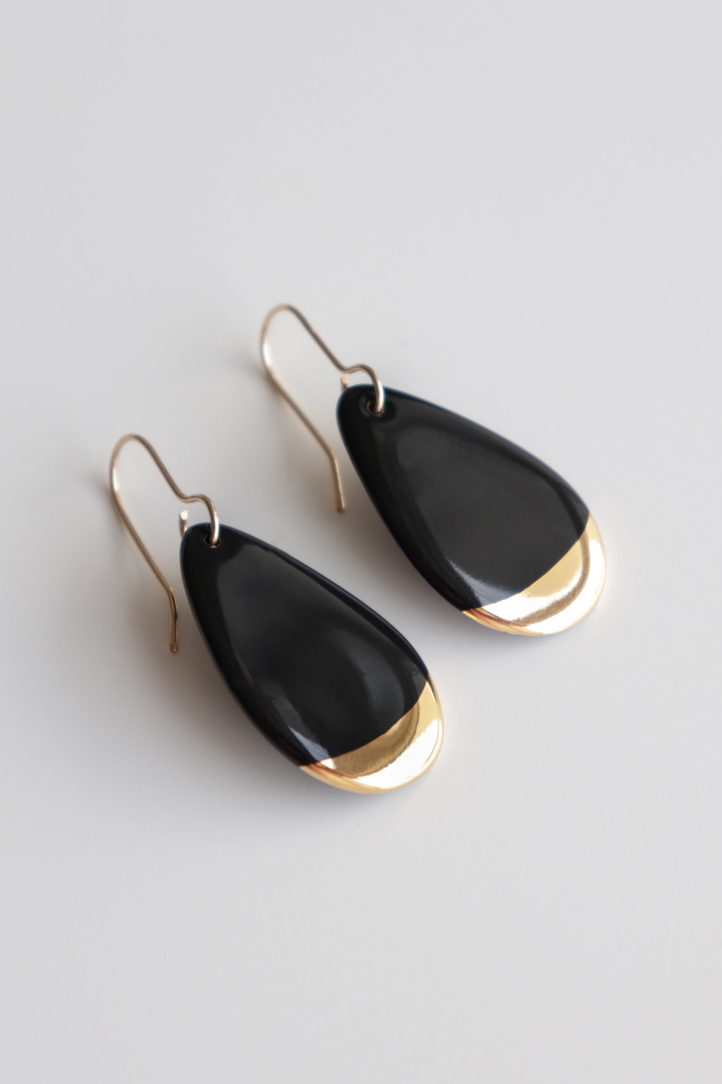 Porcelain drop earring, gold dipped popular