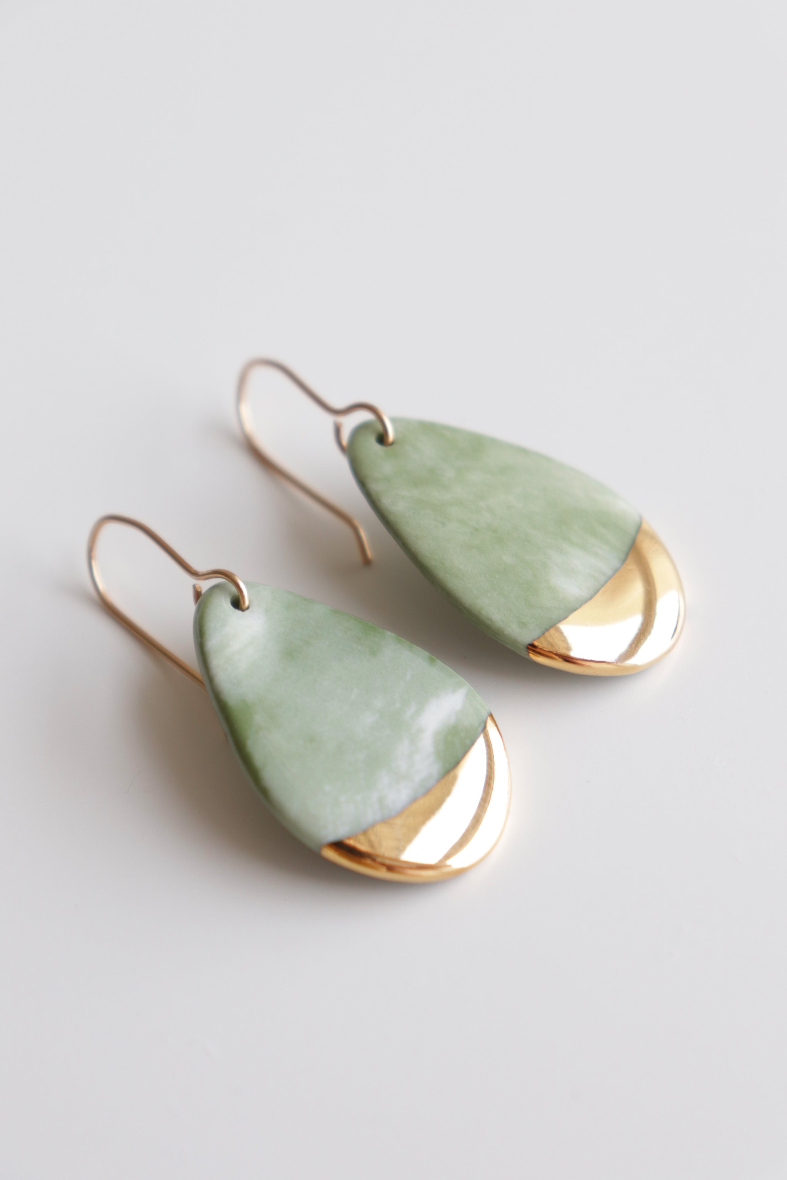 Porcelain drop selling earring, gold dipped