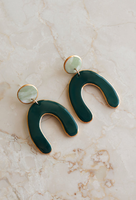 Arquus Earrings in Green