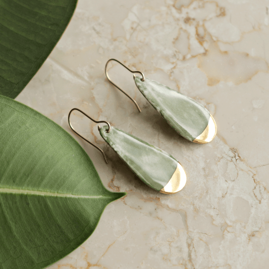 Drop earrings in Marble Green / S