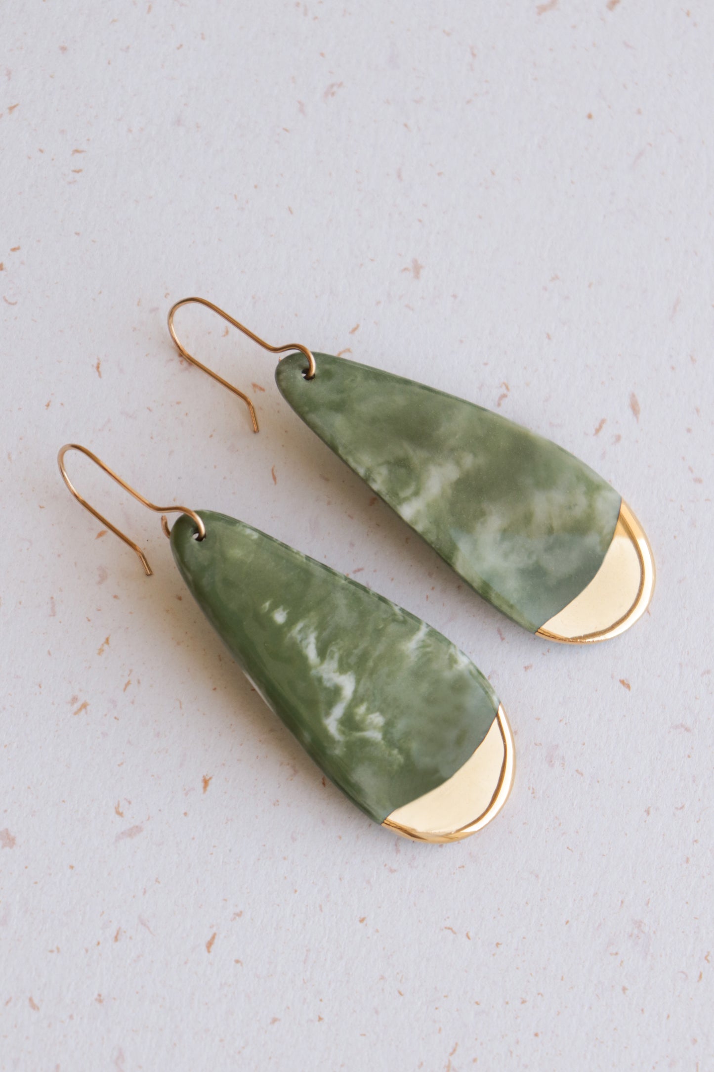 Drop Earrings in Marble Green / L