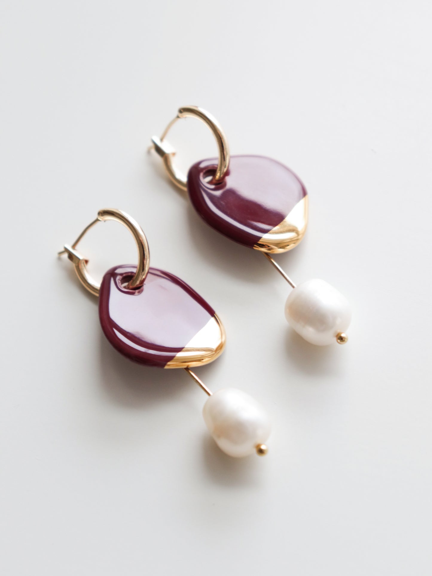 Arp Pearl Hoops in Burgundy