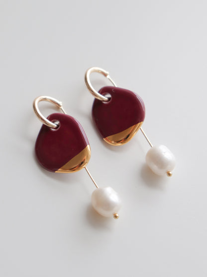 Arp Pearl Hoops in Burgundy