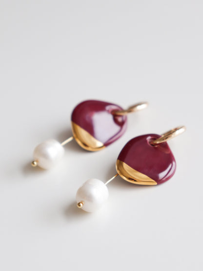 Arp Pearl Hoops in Burgundy