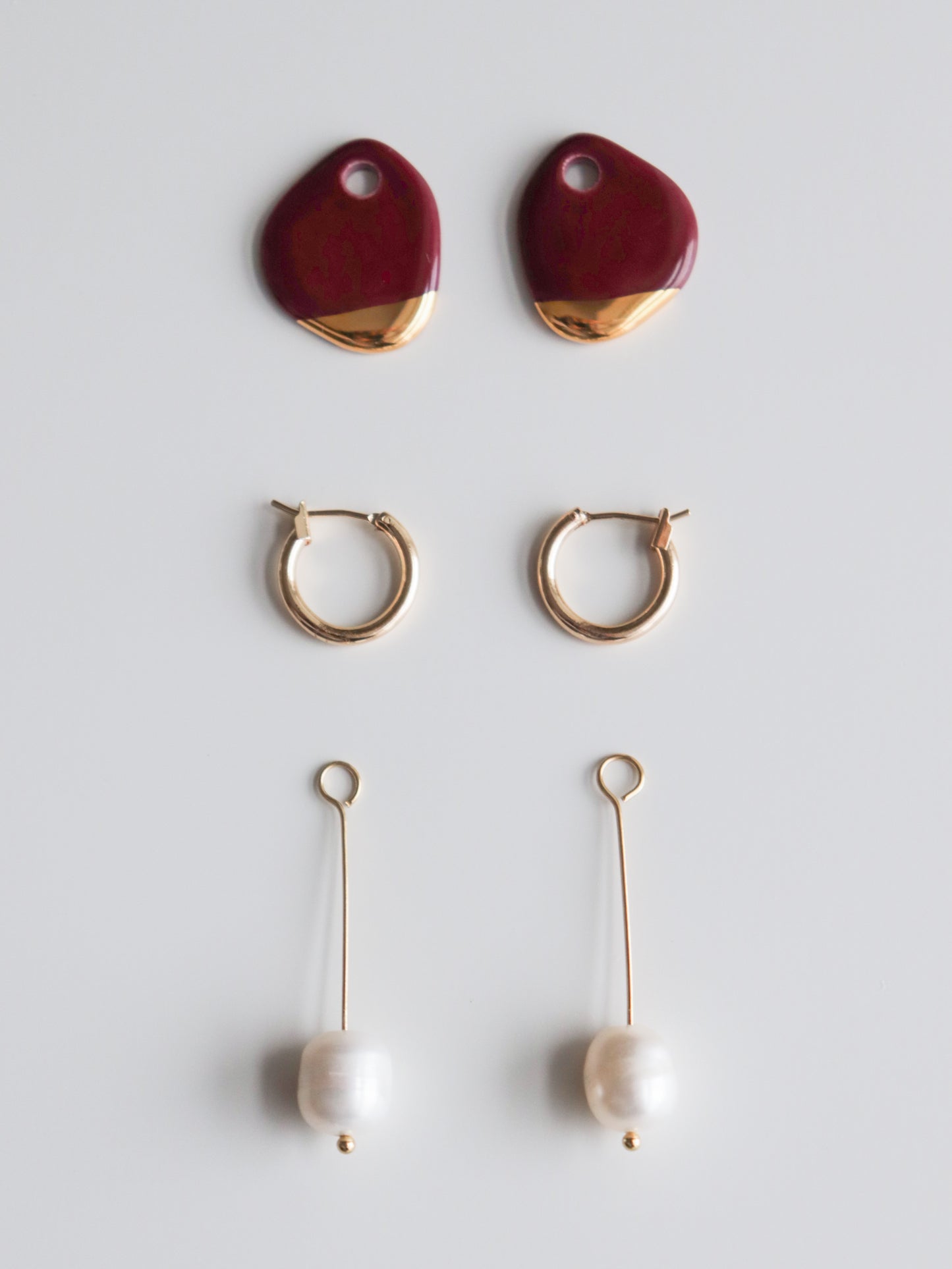 Arp Pearl Hoops in Burgundy