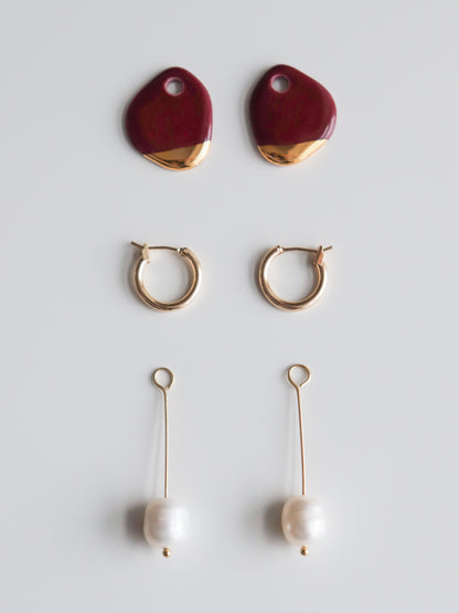 Arp Pearl Hoops in Burgundy