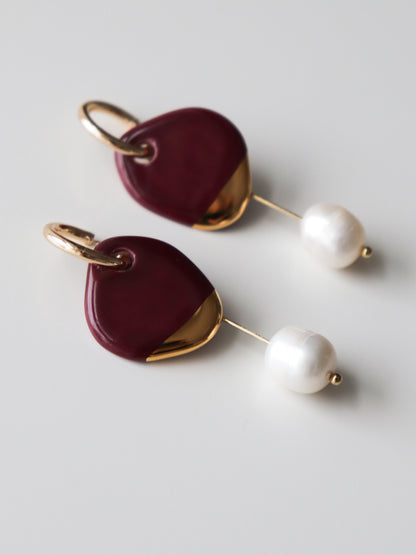 Arp Pearl Hoops in Burgundy