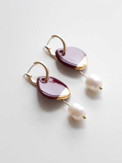 Arp Pearl Hoops in Burgundy