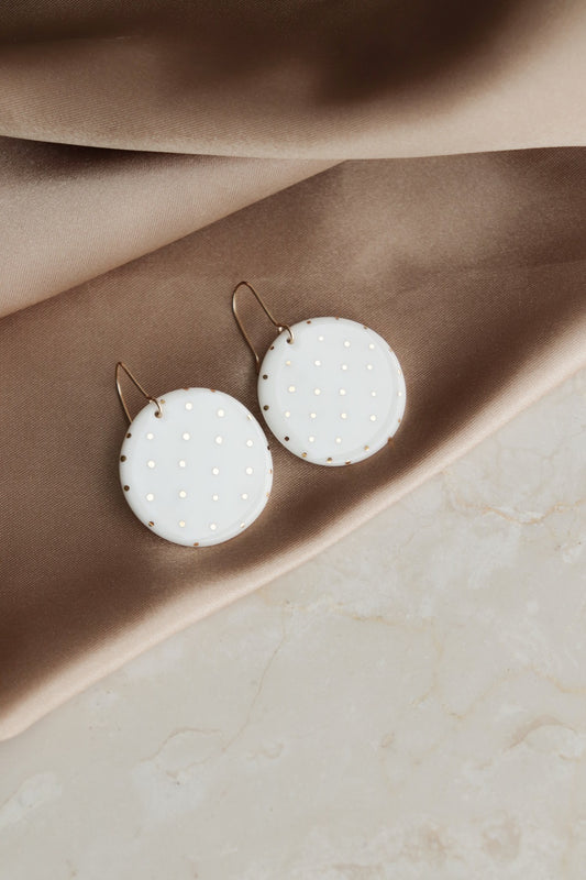 Round Earrings in White