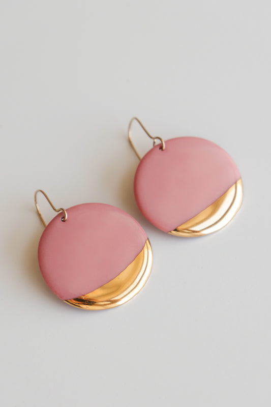 Round Earrings in Pink