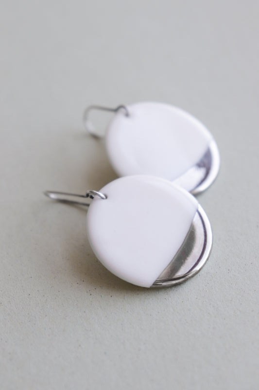 Round Earrings in White
