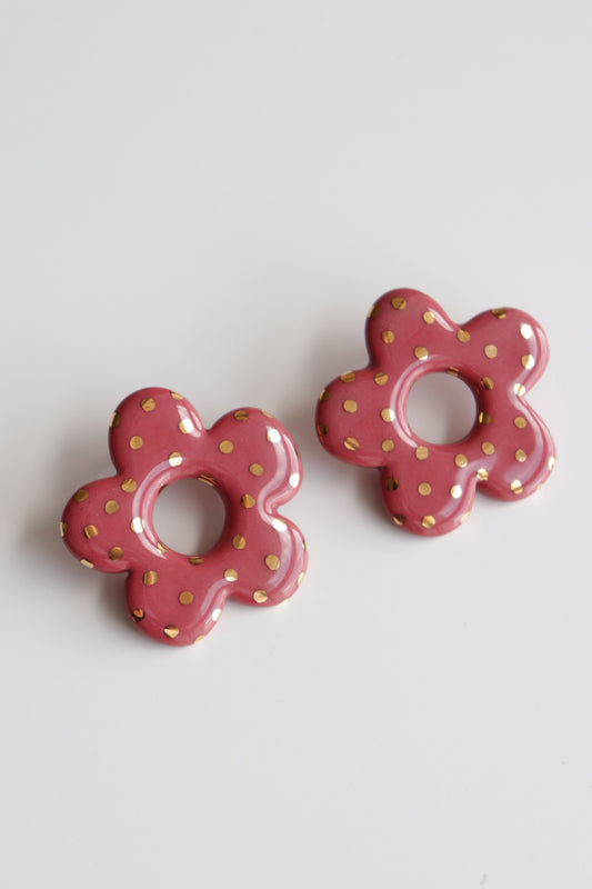 Flower Earrings in Pink