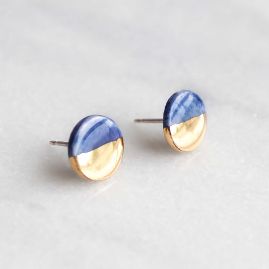 Round Studs in Marble Blue / XS