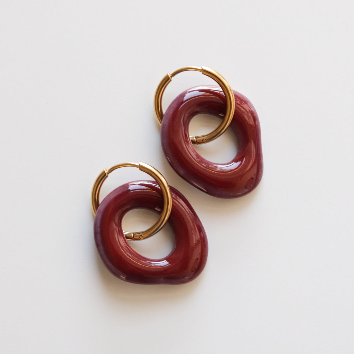 Burgundy Hoop Earrings - Sample Sale