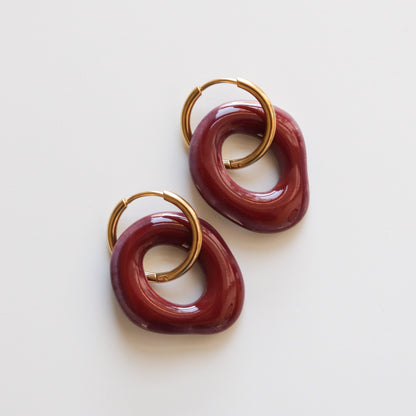 Burgundy Hoop Earrings - Sample Sale