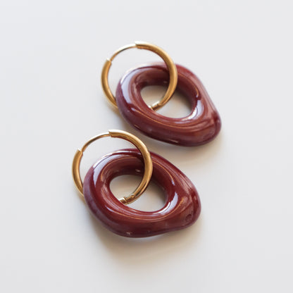 Burgundy Hoop Earrings - Sample Sale